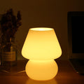 BSOD Mushroom lamp,Glass Mushroom Bedside Table Lamp Translucent Murano Vintage Style Striped Small Nightstand Desklamp Swirl Light for Home Decor, Dining, Living, Bedroom, Gift (Matte White)