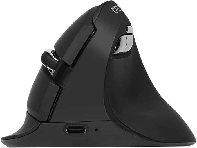 DELUX Wireless Ergonomic Mouse, Vertical Mouse for Small Hands, Silent Click Ergo Mouse, Up to 4000 DPI, 6 Buttons, Rechargeable, 2.4G/BT 5.2 Dual-Mode, Compatible with Laptop/PC (M618MINI-Black)