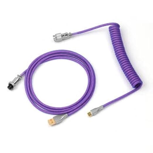 EPOMAKER Mix 1.8m Coiled Type-C to USB A TPU Mechanical Keyboard Space Cable with Detachable Aviator Connector for Gaming Keyboard and Cellphone(Purple)