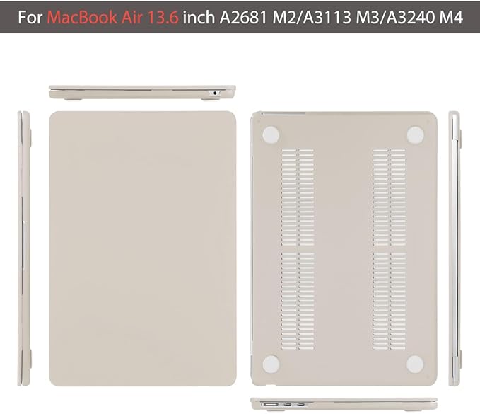 Teryeefi Case for M5 MacBook Air 13.6 Inch Model A3449 A3240 M4/A3113 M3/A2681 M2 Chip (2022 2024 2025 2026 Release), Laptop Hard Case+USB 3 Adapter+Keyboard Cover, Cream Rock Ash