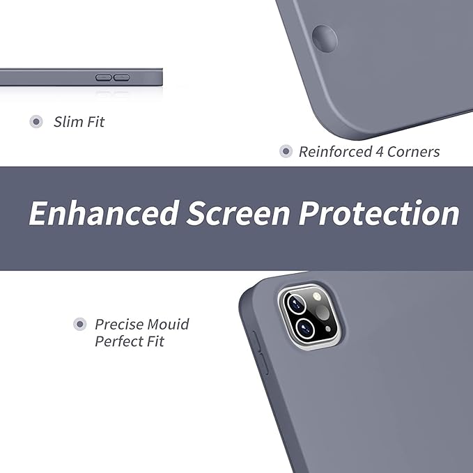 Case for iPad Pro 12.9-inch 2022/2021(6th/5th Gen),iPad Air 13 Inch(M4/M3/M2,2026/2025/2024) with Pencil Holder,2nd Gen Pencil Charging,Auto Sleep/Wake,Flexible TPU Protective Cover (Purple)
