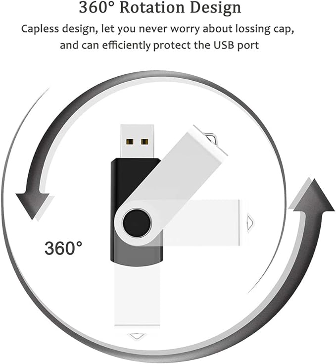 2 Pack 16GB USB Flash Drive USB 2.0 Thumb Drives Jump Drive Fold Storage Memory Stick Swivel Design - Black