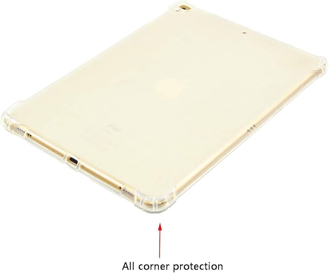 for Apple iPad 9th/8th/7th Generation Case 10.2 inch (2021/2020/2019), Slim Lightweight Translucent Clear Soft TPU Back Shockproof Cover Silicone Bumper Corner Protective Tablet Shell, Clear
