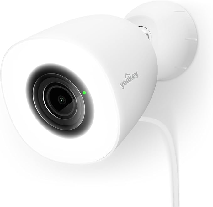 youkey 4K Plug-in Security Camera Outdoor, F1.0 Color24 Night Vision, Plug-in Cameras for Home Security Outside, 24/7 Continuous Recording, 130°FOV, 2.4/5GHz WiFi 6, Bluetooth Pairing, No Monthly Fees