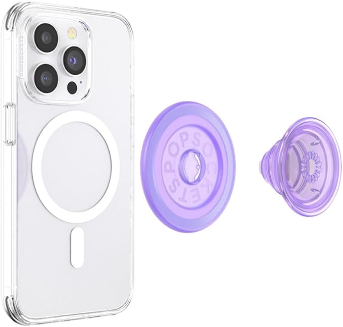 PopSockets Phone Grip for MagSafe, Magnetic Holder, Phone Stand - Lavender Translucent