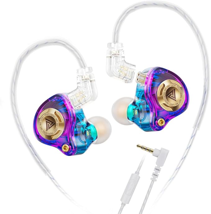 Qkz Ak6 Lucky in Ear Monitor, HiFi Wired Earbuds, Tunable Sound Wired Headphones Gaming Earbuds with 3-Level Adjusting Switch, Detachable Cable for Music Gaming Video Calling (Purple)