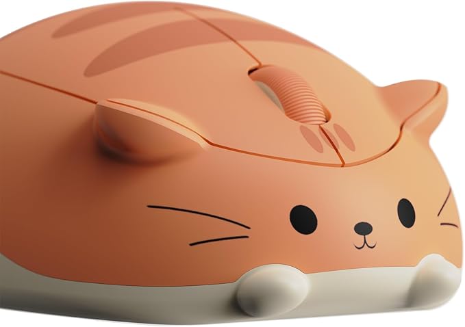 Akko Cat Theme Wireless Gaming Mouse, Tri-Mode Mouse BT3.0/BT5.0/2.4G, Cute Optical Cordless Cartoon Mice for Computer/Laptop/Desktop/PC, Compatible with Mac/Win Orange Kate