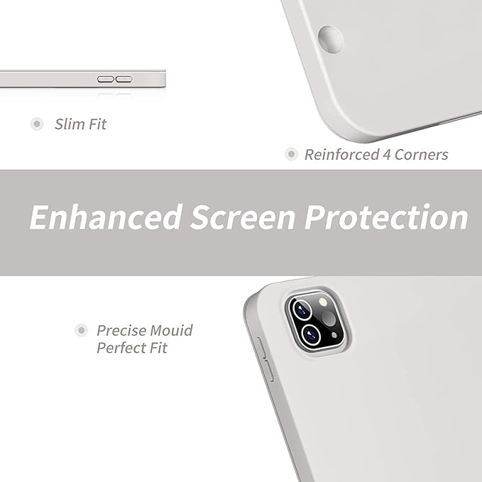 Case for iPad Pro 12.9-inch 2022/2021(6th/5th Gen), iPad Air 13 Inch (M4/M3/M2,2026/2025/2024) with Pencil Holder, 2nd Gen Pencil Charging, Auto Sleep/Wake, Flexible TPU Protective Cover (Gray)