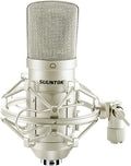 SUUNTOK XLR Condenser Microphone Recording Microphone for PC Computer Home Studio Cardioid Podcast Mic Kit for Streaming, ASMR, YouTube, Voice-Over, Gaming, Vocal (Silver)