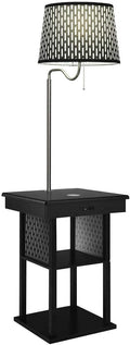 Brightech Madison w. Table & Lamp Combo, Desk Lamp with Wireless Charging Pad and USB Port, Bedside Reading Lamp, Nightstand Lamp with LED Bulb for Bedroom, Living Room, Office - Classic Black