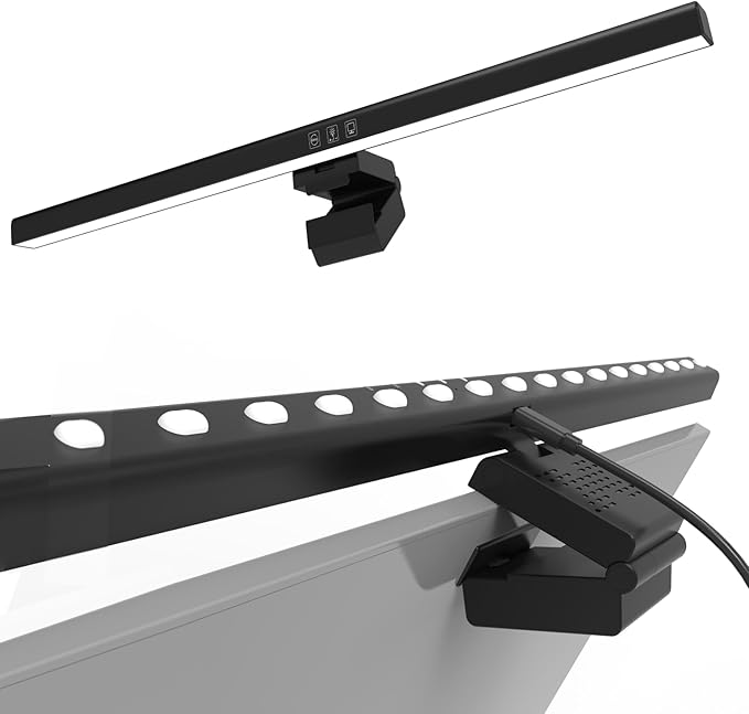BY-J Computer Monitor Light Bar, Screen Monitor Lamp for Eye Caring, e-Reading LED Task Lamp with Stepless Adjustment, Touch Control, No Screen Glare Space Saving