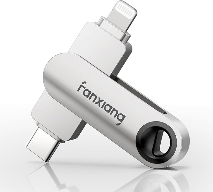 fanxiang 512GB Flash Drive for iPhone/iPad, 2-in-1 Photo Stick USB Memory Stick Thumb Drive, External Storage for Photos, Music, Videos- Compatible with Lightning/USB Type-C, MFi Certified