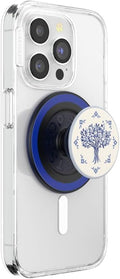 PopSockets Phone Grip for MagSafe, Magnetic Holder, Phone Stand, Blue - Olive Tree Tile