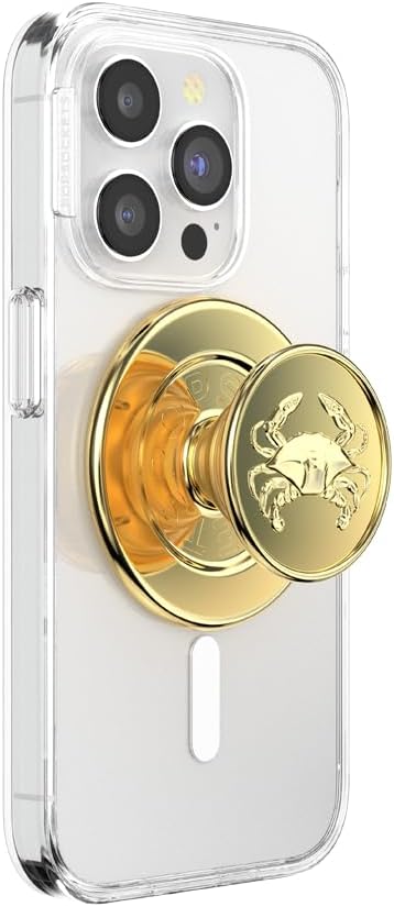 PopSockets Phone Grip for MagSafe, Magnetic Holder, Phone Stand, Gold - Enamel Dungeness