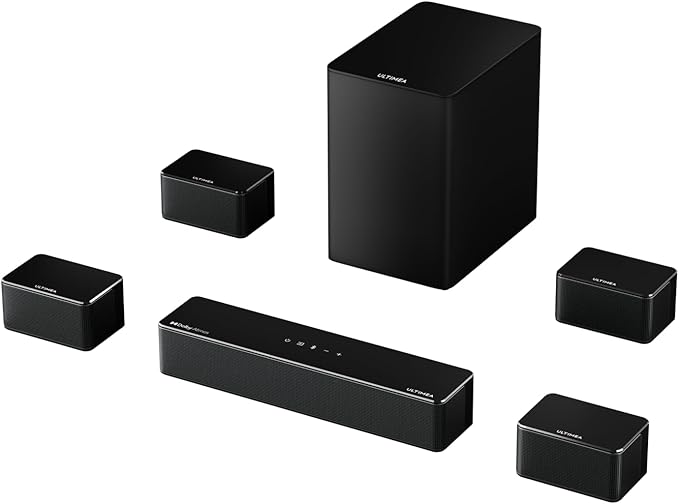ULTIMEA 7.1CH Surround Sound System for TV, Soundbar with Dolby Atmos, 6.5" Wireless Subwoofer, APP Control, 4 Wired Surround Speakers, Peak Power 460W Soundbar for TV, Poseidon D80 (New 2025 Model)