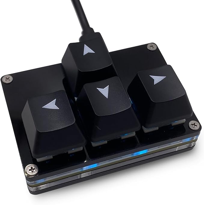 BTXETUEL Mini 4-Key Keypad WASD Arrow Key Keycaps Keyboard One-Handed Mechanical Gaming Keypad Programmable USB-C Customized Keyboard for Working or Gaming (Black, Arrow Keycaps 1)
