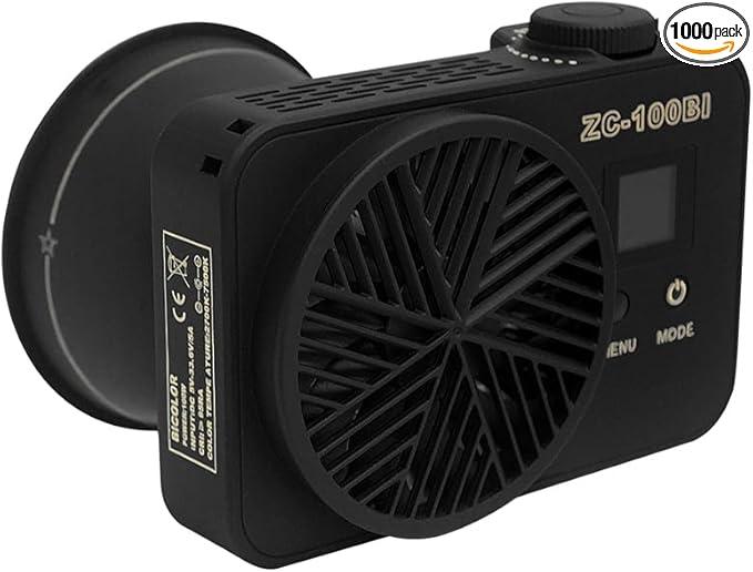 ZC-100BI 100W COB Video Light with Bowens Mount,10000Lux/m 2700K-7500K Bi-Color Camera Light with 10 Scenario Simulations Control Continuous Lighting for Photography (ZC-100 Balck MINI KIT)
