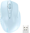 TECKNET Wireless Mouse, 2.4G Ergonomic Optical Mouse, Computer Mouse for Laptop, PC, Computer, Chromebook, Notebook, 6 Buttons, 24 Months Battery Life, 2600 DPI, 5 Adjustment Levels - Lightblue