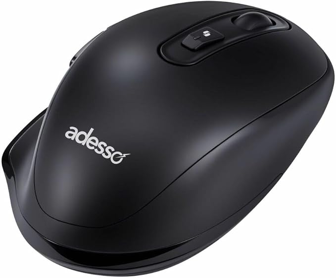 Adesso iMouse A50 Ergonomic Wireless Mouse, Bluetooth and 2.4GHz Dual Mode with USB-C Receiver, Copilot AI Hotkey, 3 Level DPI (1000/1600/2400), 6 Buttons, Right Hand Design for Windows