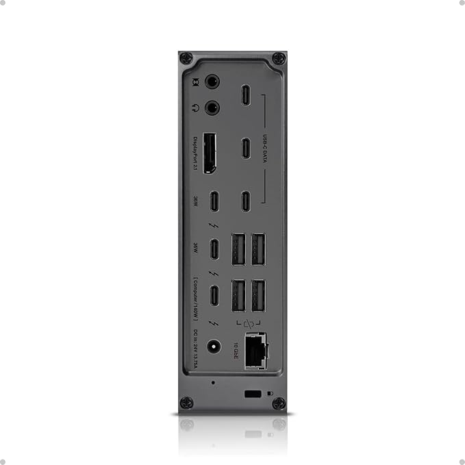 CalDigit TS5 PLUS - Thunderbolt 5 Dock - 20 Port, 10Gb Ethernet, 140W dedicated host Charging, TBT-5 x 3, USB 10Gb/s x10, Dual USB Controllers, Up to Two 8K 60Hz Displays, 1.0m Braided Cable, 330W PSU