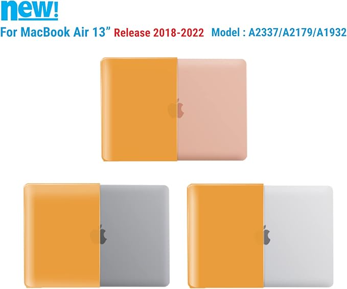 IBENZER Compatible with New MacBook Air 13 inch Case 2022 2021 2020 M1 A2337 A2179 A1932, Plastic Hard Shell Case with Keyboard Cover for Mac Retina Display with Touch ID, Marigold, MAT13-MAGD+1
