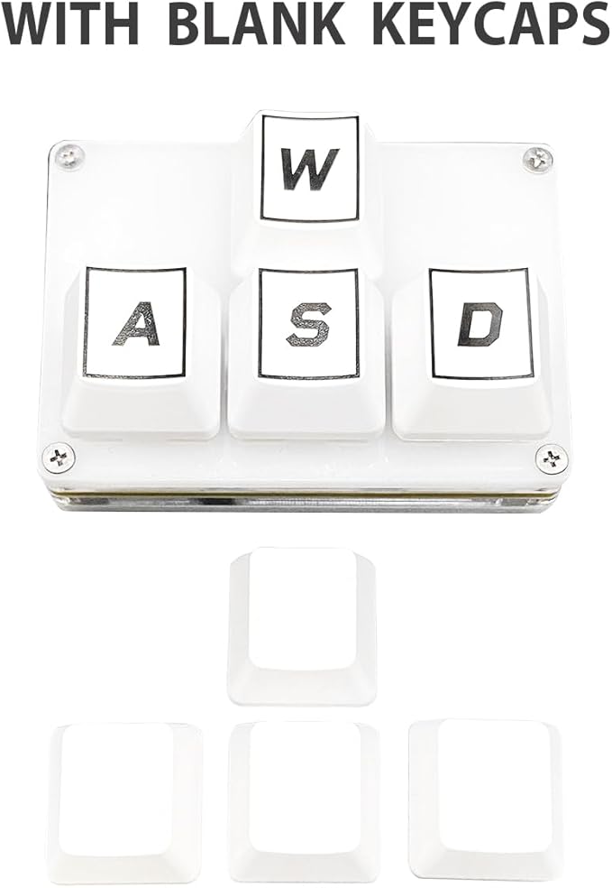 BTXETUEL Mini 4-Key Keypad WASD Arrow Key Keycaps Keyboard One-Handed Mechanical Gaming Keypad Programmable USB-C Customized Keyboard for Working or Gaming (White, WASD Keycaps)