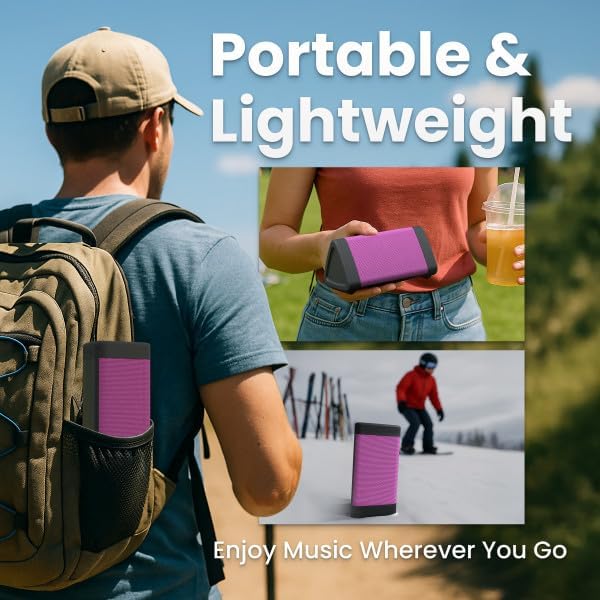 OontZ Angle 3 (4th Gen) – Portable Bluetooth Speaker, 12W Stereo Sound, 24 Hour Playtime, Rich Bass, 100 Foot Wireless Range, Waterproof, Home, Outdoor, Travel, Great Gift (Pink)