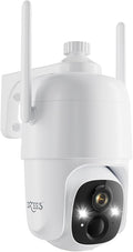 Dzees 360° PTZ Security Cameras Wireless Outdoor WiFi, 2K Powered Home Security Camera Indoor, Spotlight & Siren, Color Night Vision, 2-Way Talk, AI Motion Detection, IP66, Cloud Stroage