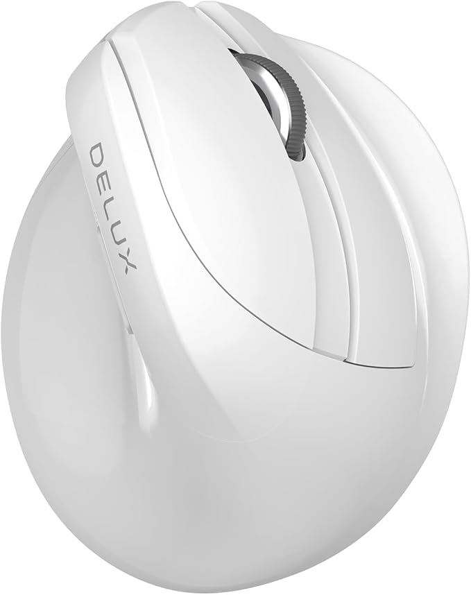 DELUX Wireless Ergonomic Mouse, Vertical Mouse for Small Hands, Silent Click Ergo Mouse, Up to 4000 DPI, 6 Buttons, Rechargeable, 2.4G/BT 5.2 Dual-Mode, Compatible with Laptop/PC (M618MINI-White)