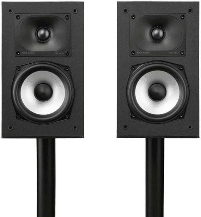 Polk Monitor XT15 Pair of Bookshelf or Surround Sound Speakers - Hi-Res Audio Certified, Dolby Atmos & DTS:X Compatible, 1" Terylene Tweeter & 5.25" Dynamically Balanced Woofer (Pair, Midnight Black)