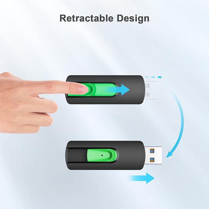 Aiibe 128GB USB 3.1 Flash Drive 5 Pack Thumb Drive 128GB USB Drive Retractable Jump Drives Upgraded 150MB/s Memory Stick Multipack (Cyan, Green, Purple, Red, Yellow)