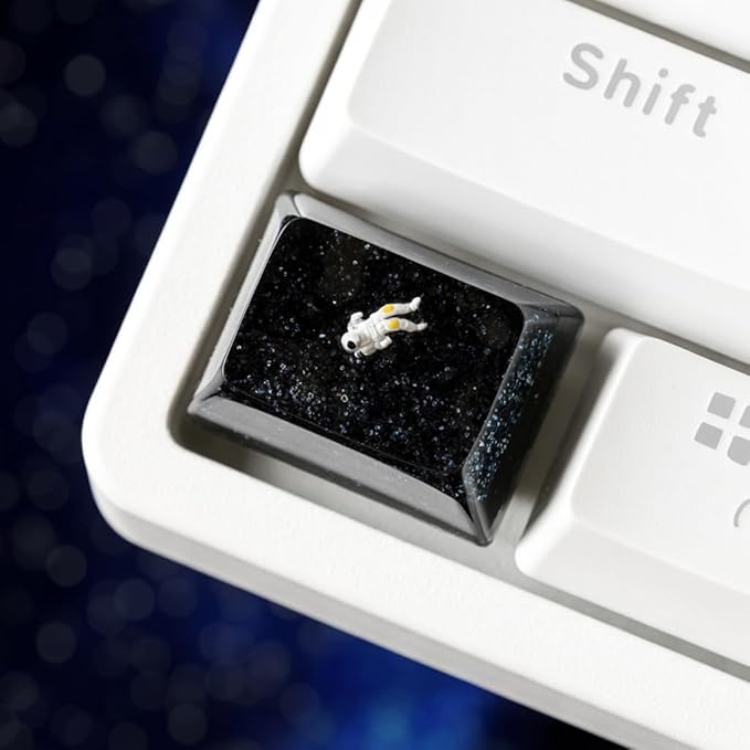 Space Astronaut Artisan Keycap R1 SA Profile Custom Astronauts Keycaps 1.25U Ctrl Key caps Handmade Gaming Resin Key Cap Cherry MX Switch Compatible Mechanical Keyboard Space Lover Gift