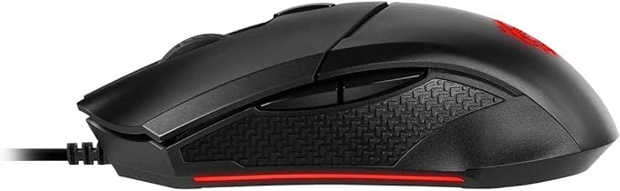 MSI Clutch GM08 Gaming Mouse, 4200 DPI, Optical Sensor, 3 Adjustable Weights, Red LED Lighting, Symmetrical Design, Black (Pack of 4)