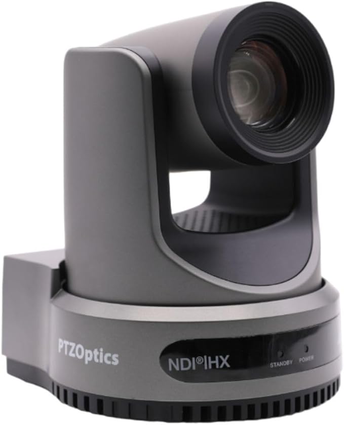 PTZOptics Move 4K 30x Auto-Tracking PTZ Camera with Built-in Tally Light, 3D Noise Reduction, and Advanced White Balance Modes (Gray)