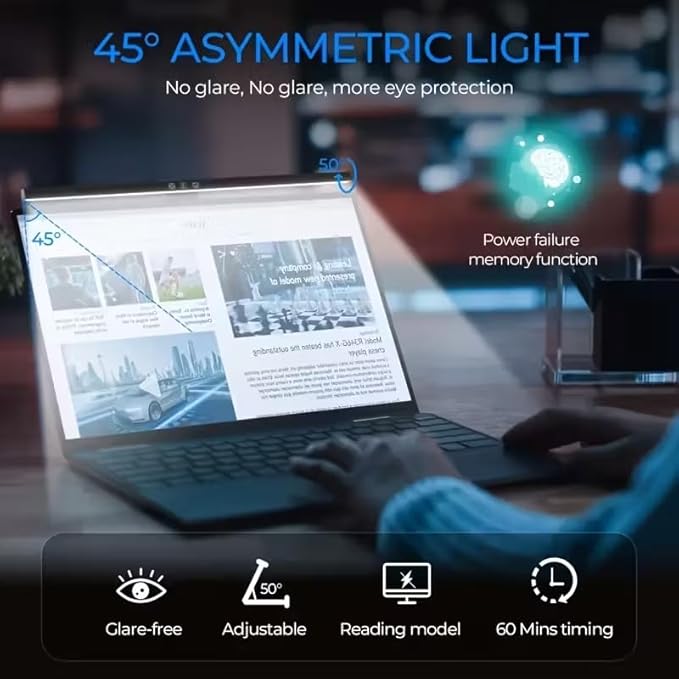 Monitor Light Bar, Computer Monitor Lamp, No Glare Eye-Care LED Screen Bar, Touch Control USB Reading Desk Lamp for Home Office Work, Dimming Adjustable Color Temperature, Fit for Curved/Flat Monitor