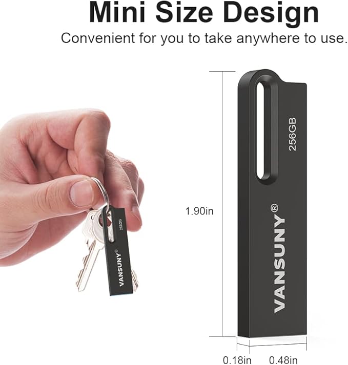 Vansuny 256GB USB 3.0 Flash Drive Metal Waterproof Flash Drive USB 3.0 Ultra High Speed Memory Stick, Portable Thumb Drive for PC/Tablets/Mac/Laptop