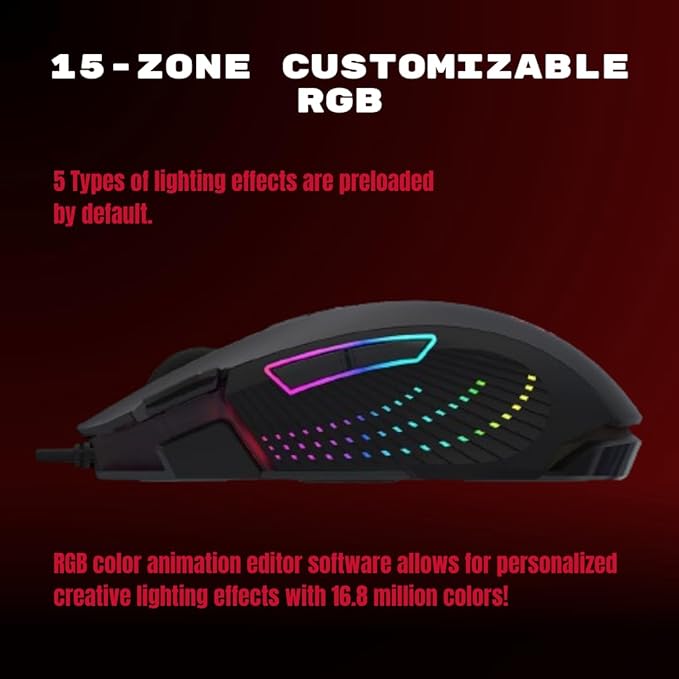 Bloody J90s RGB Gaming Mouse, High Precision 8000 CPI, 150 IPS, 25g Acceleration, 12 Customizable Buttons, Ambidextrous