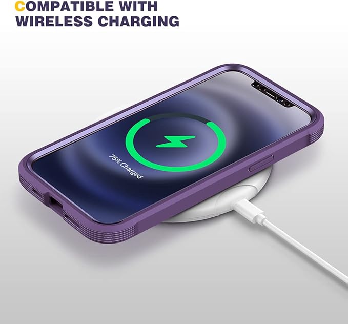 Diaclara Designed for iPhone 12/12 Pro Case, Full Body Rugged with Built-in Touch Sensitive Anti-Scratch Screen Protector, Soft TPU Bumper for iPhone 12/12 Pro 6.1" (Purple and Clear)