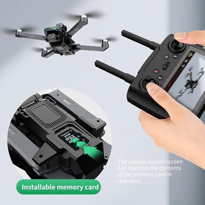 GPS Drone with 4K Dual Camera for Adults, FPV RC Quadcopter with 4.5" Large Screen Remote Control, Brushless Motor, Auto Return Home, Follow Me, 2 Batteries and Carrying Case