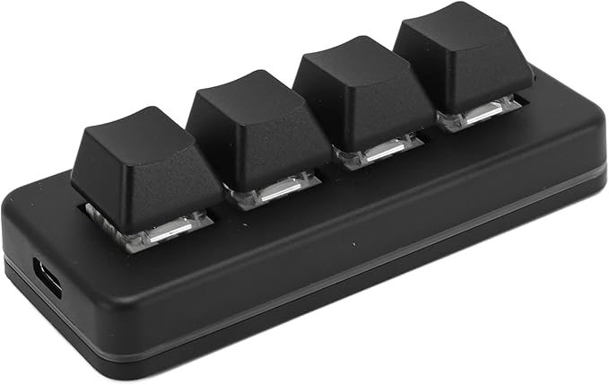 XUMIUZIY 4 Key Programmable Keypad, 4 Key OSU Keypad,Universal Quick Copy Paste, No Drive, Wireless/Bluetooth/Wired USB Dual Mode 4 Point Custom Macro Keyboard RGB Lighting