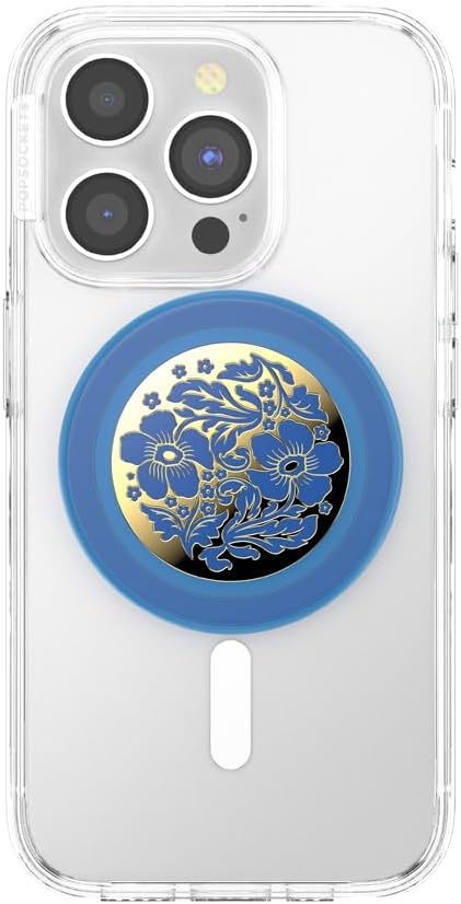 PopSockets Phone Grip for MagSafe, Magnetic Holder, Phone Stand, Blue - Lace Blue Vermeer