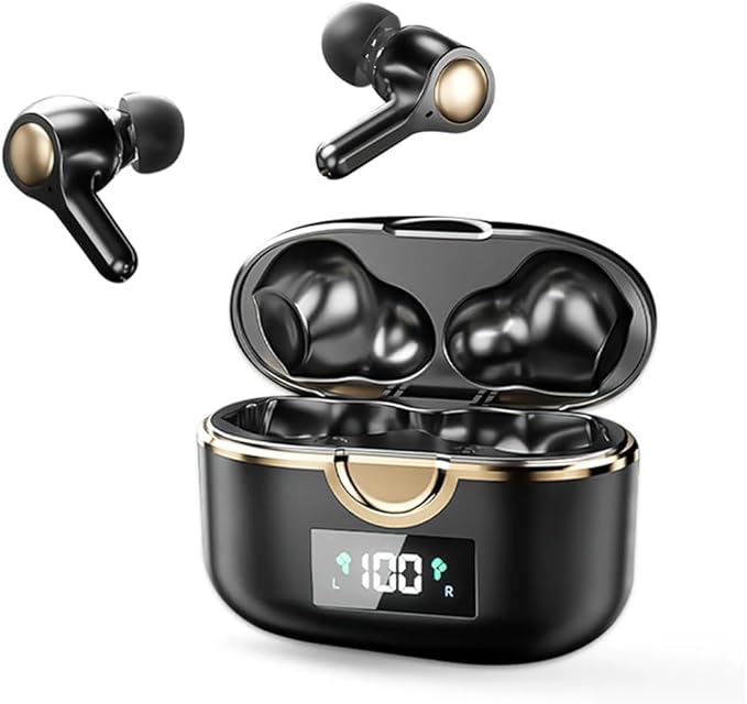 TWS True Wireless Earbuds, ANC Active Noise Cancelling Touch Control Bluetooth 5.0 Headphones with Mic, IPX5 Waterproof Deep Bass Stereo Headset in Ear for Android iOS,Black
