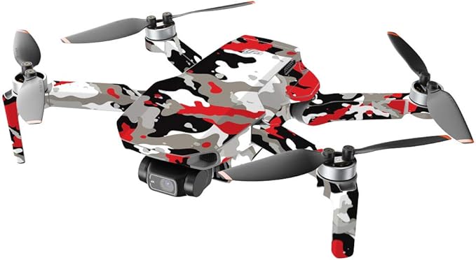 MightySkins Compatible with DJI Mini 2 Portable Drone - Red Camo | Protective, Durable, and Unique Vinyl Decal wrap Cover | Easy to Apply, Remove, and Change Styles | Made in The USA