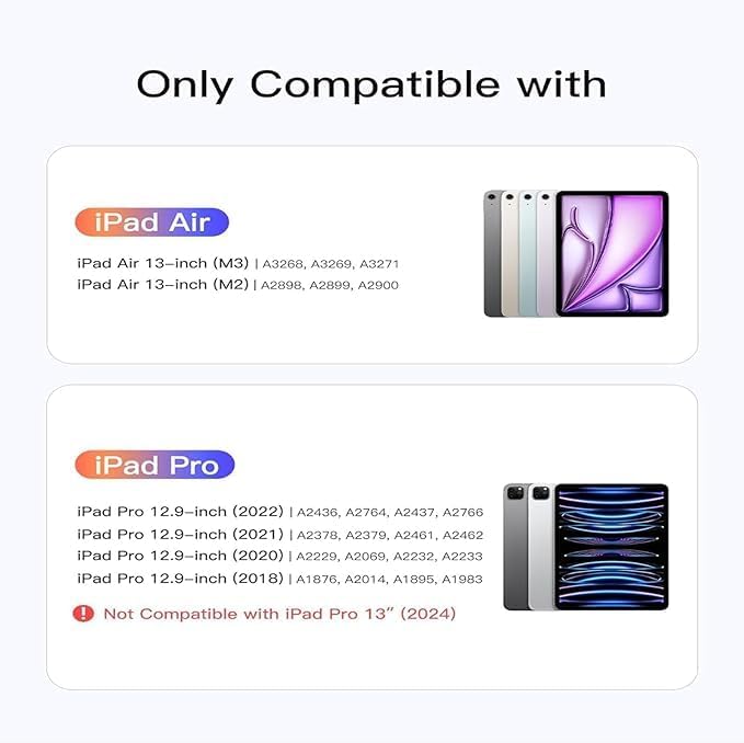 Case for iPad Air 13 Inch M4/M3/M2(2026/2025/2024), iPad Pro 12.9 inch 6th/5th/4th/3rd Gen, Auto Wake/Sleep Slim PU Leather Folio Cover with Multi-Angle Stand and Pen Holder, Purple