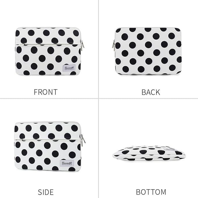 Canvaslife Waterproof Laptop Sleeve 15 Inch 15 Case and 15.6 Laptop Bag (Black dot)