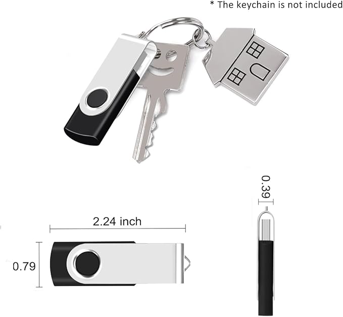 3Pack of 1GB USB Flash Drives EASTBULL USB 2.0 Drive Swivel USB Drives Memory Stick Metal Pen Drive (Black, 1GB)