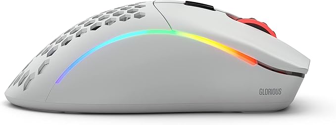 GLORIOUS Model D Wireless Gaming Mouse - 69g Superlight, Lag Free 2.4Ghz Wireless, Up to 71 Hour Battery, RGB, BAMF Sensor, Ergonomic, 6 Buttons - Matte White