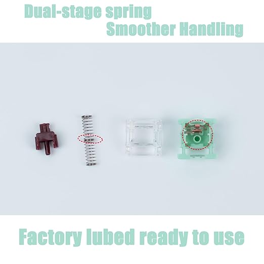 Gateron Jade Series Dual-Stage Spring Pre Lubed Switches Brown V3 Pro,3-Pin 55gf Tactile/RGB/LED Switches for Mechanical Keyboard（Brown,72pcs）