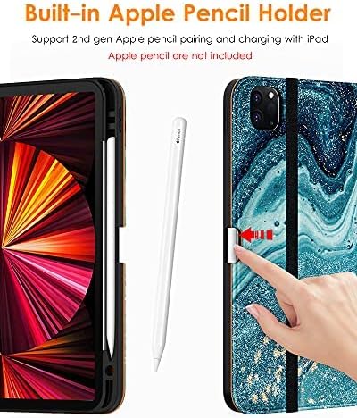 DTTO Premium Synthetic Leather iPad Case, Protective Cover for iPad Pro 11 Inch and iPad Air 4, Auto Wake/Sleep Function, Built-in Hand Strap, Front Document Card Pocket