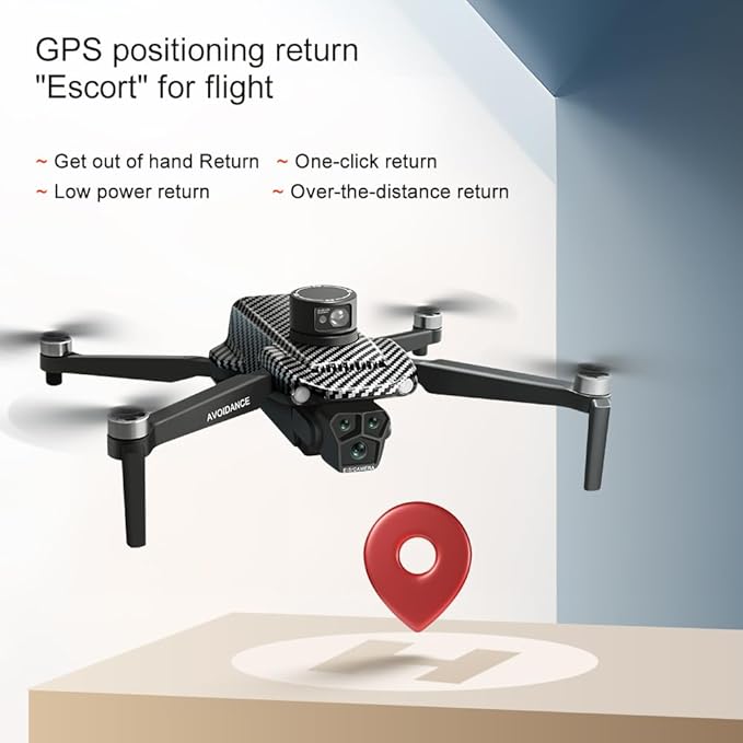 GPS Remote Control Drone, HD Quadcopter with 4K Camera, 7.4V 3000mAh Battery (2 Batteries), 4.5-Inch FPV Screen, 5G Real-Time Transmission, Laser Obstacle Avoidance, Brushless Motor, Optical Flow Positioning, LED Lights, Altitude Hold, Intelligent Hove...